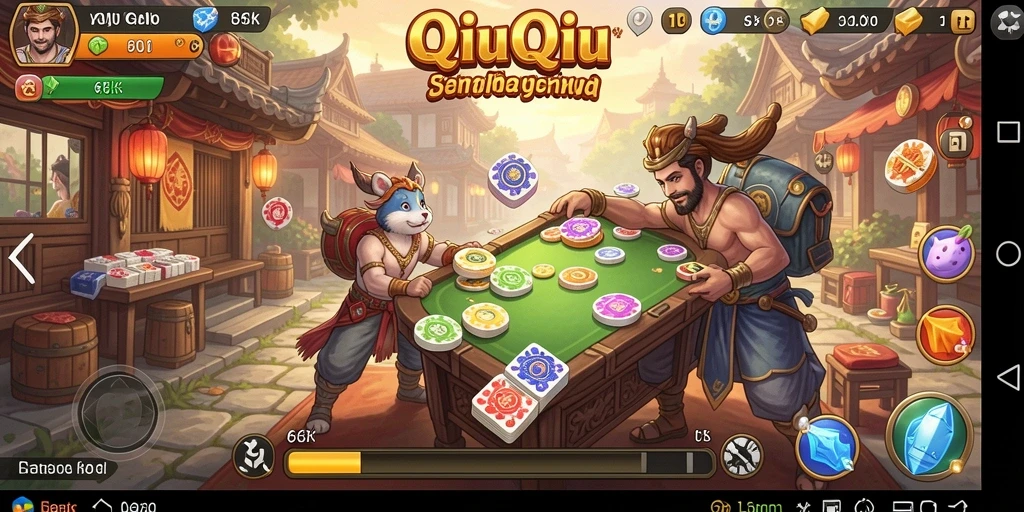 Tampilan gameplay seru dalam game QiuQiu 66K.