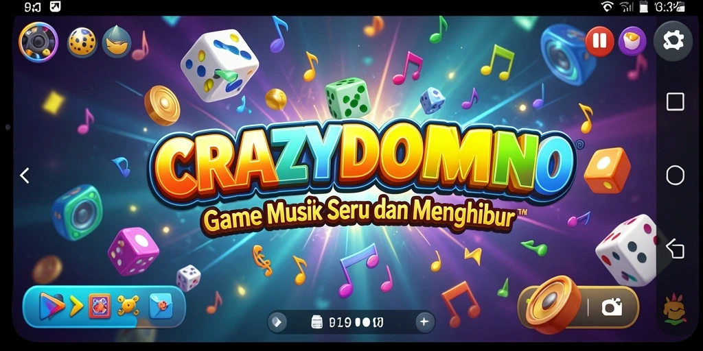 Tampilan gameplay <strong>CRAZYDOMINO</strong> yang penuh warna dan tantangan musik.