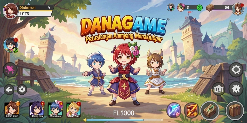 Tangkapan layar menampilkan aksi seru dalam <strong>DANAGAME</strong> yang penuh warna.
