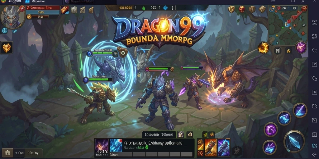 Screenshot gameplay DRAGON99 menampilkan aksi seru dalam pertarungan MMORPG.