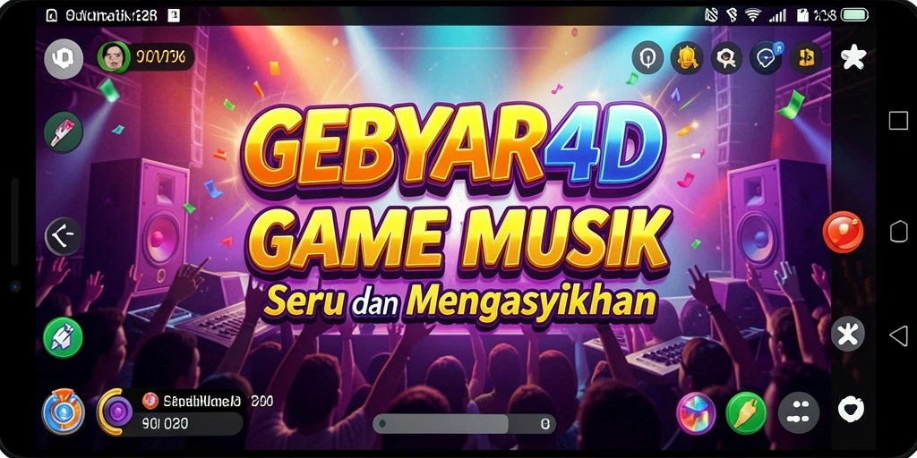 Tampilan gameplay seru GEBYAR4D di tengah alunan musik.