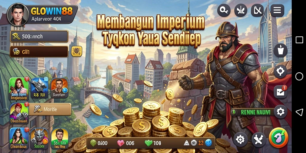 Gameplay GLOWIN88 menampilkan proses membangun bisnis Tycoon yang menarik.
