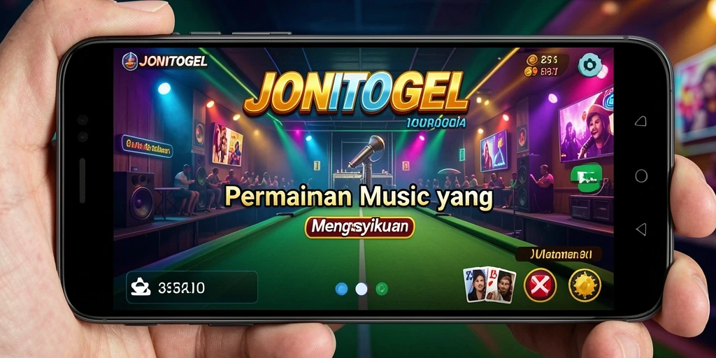 Screenshot gameplay JONITOGEL menunjukkan interaksi seru dengan musik.
