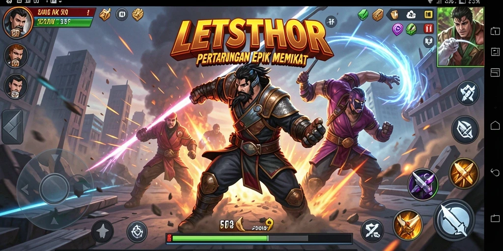 Gameplay LETSTHOR yang mendebarkan dan penuh aksi.
