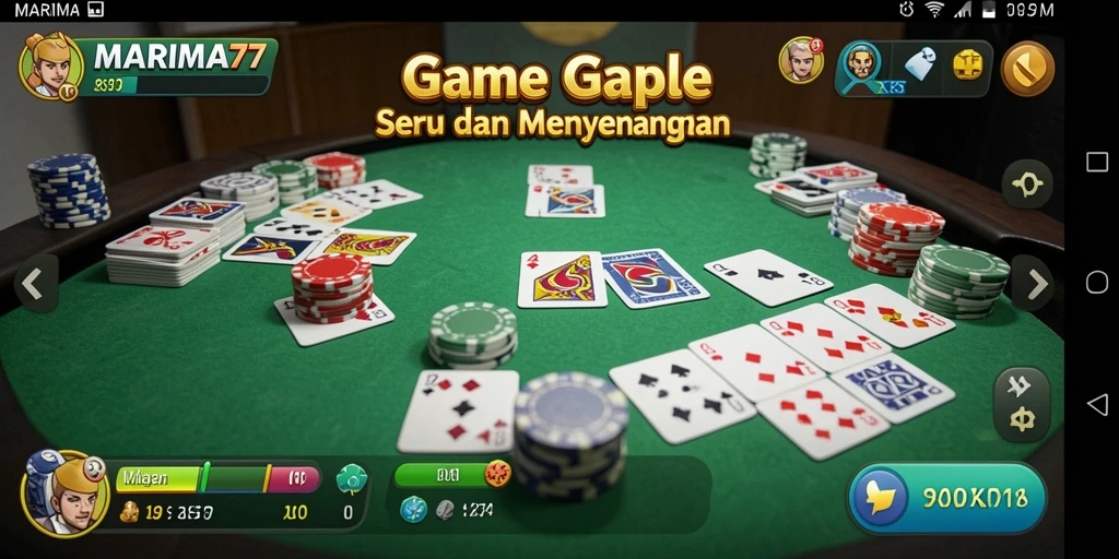Screenshot gameplay seru MARIMA77 dalam permainan Gaple.
