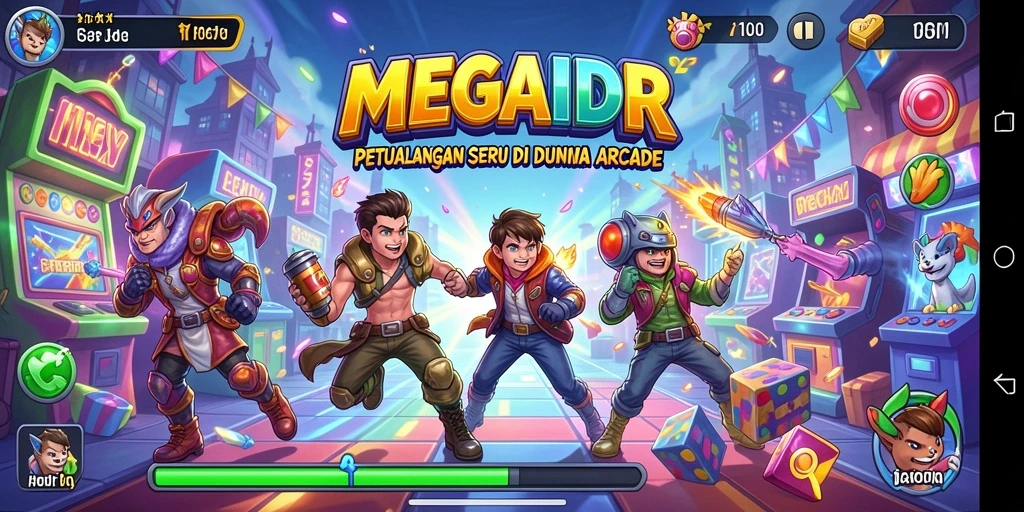 Tangkapan layar utama MEGAIDR menampilkan gameplay seru dan tantangan menarik.