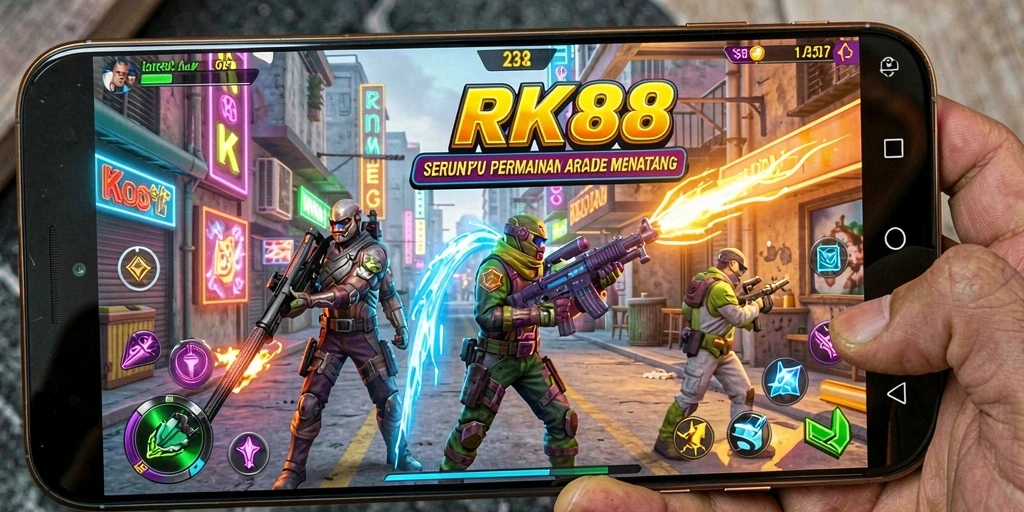 Tampilan gameplay RK88 yang menegangkan dan berwarna-warni.