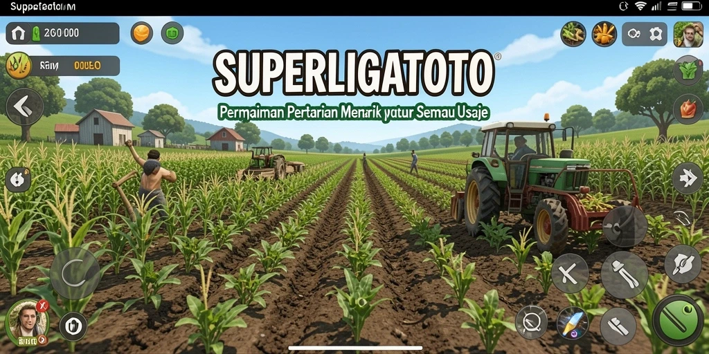 Gameplay SUPERLIGATOTO dengan pengalaman bertani yang seru dan interaktif.
