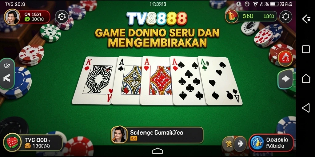 Screenshot gameplay TV888 yang menampilkan suasana permainan Domino yang seru.