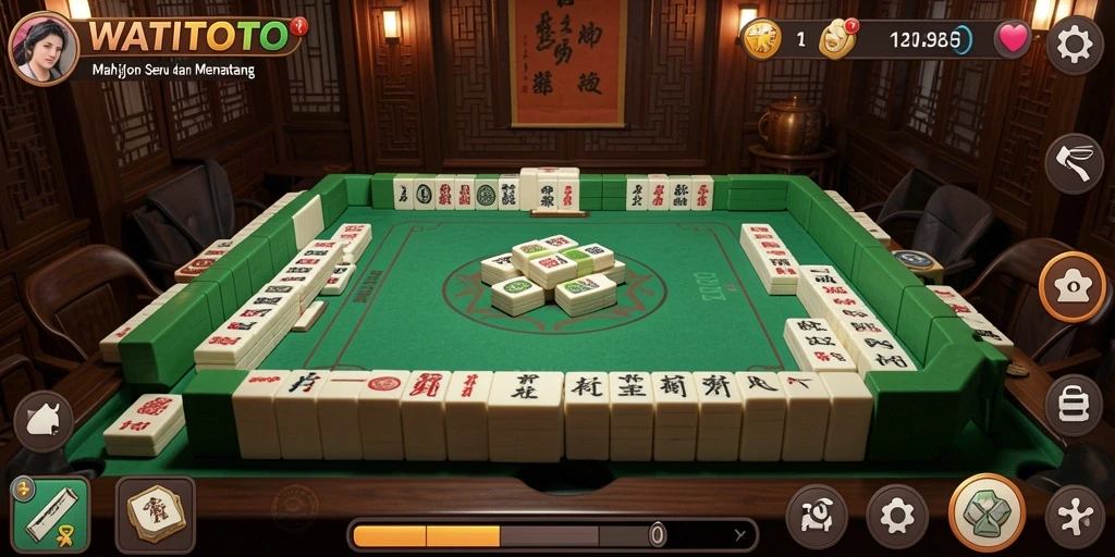 Tampilan gameplay seru WATITOTO dengan berbagai level Mahjong.