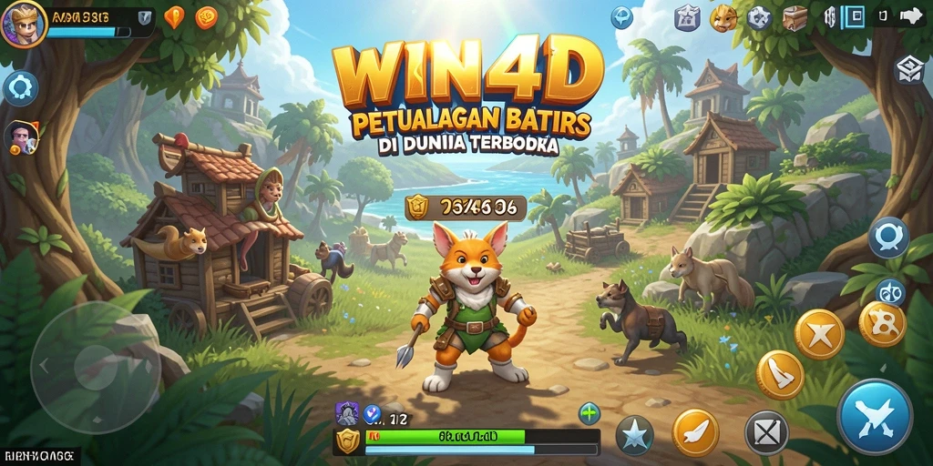 Tangkapan layar utama WIN4D menampilkan petualangan mendebarkan di dunia terbuka.
