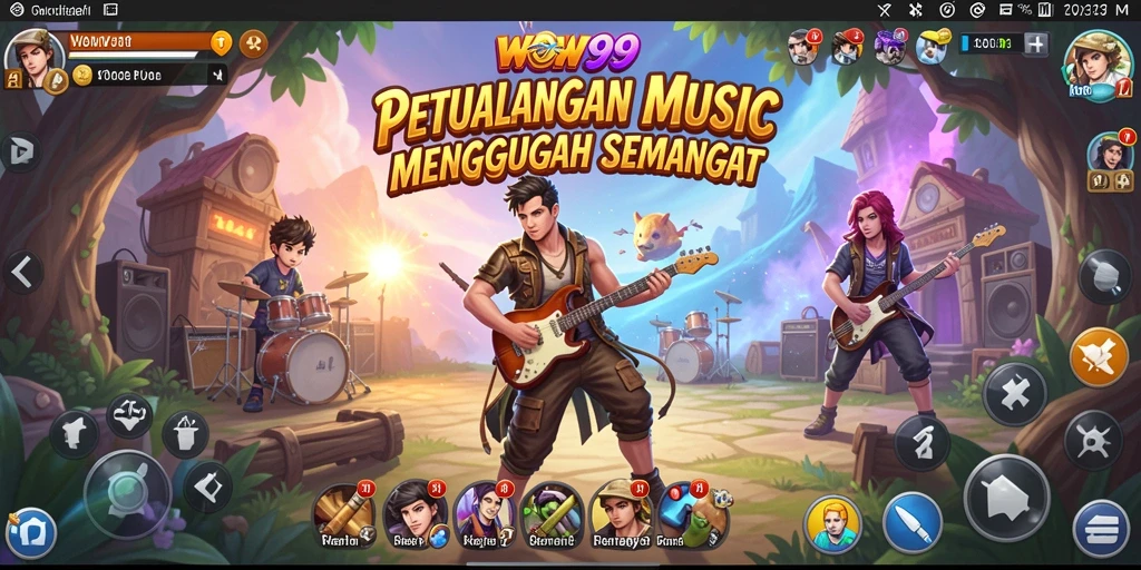Tampilan gameplay WOW99 yang menarik dengan interaksi musik.